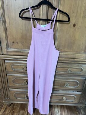 Girl’s Pink Wide-Leg Jumpsuit with Spaghetti Straps